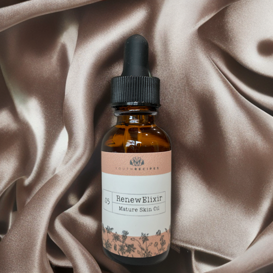 RenewElixir is formulated to rejuvenate mature skin. The base of Rosehip Oil is rich in tretinoin (natural retinol). Gotu Kola extract helps stimulate collagen production. This oil is non-comedogenic, cold-pressed, organic and perfect for face massage, facial cupping or Gua Sha.