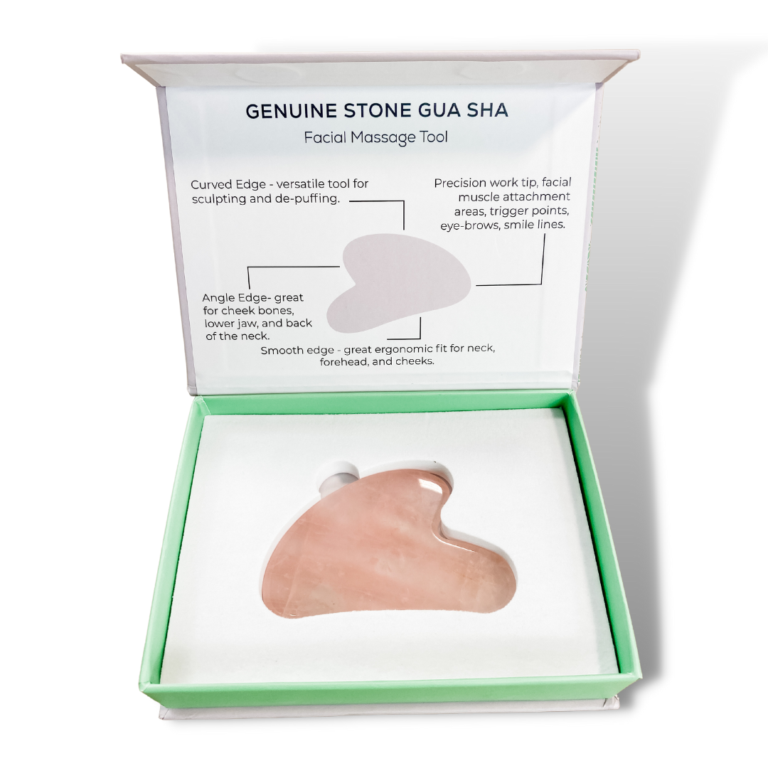 Rose Quartz is a stone of love and feminine energy. It helps to soften and open up the guarded heart. It is also known to release impurities from the soft tissue. This traditional Gua Sha shape is great for beginners and advanced users alike.  Facial Gua Sha is a gentle technique for delicate areas of the face. 